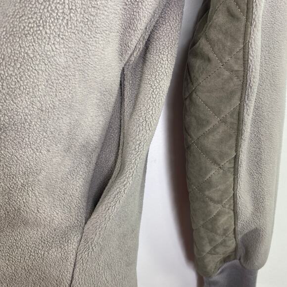 Entro Two-Tone Grey Fleece Quilted Snap Pullover Sweatshirt Women's Size Large L - Picture 8 of 9